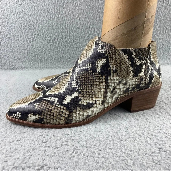 New Madewell Sonia Low Chelsea Bootie Snake Emboss Leather Womens 8 Brown Black - Picture 7 of 16